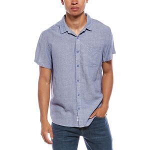 Vintage Summer Mens Linen-Blend Shirt, Green